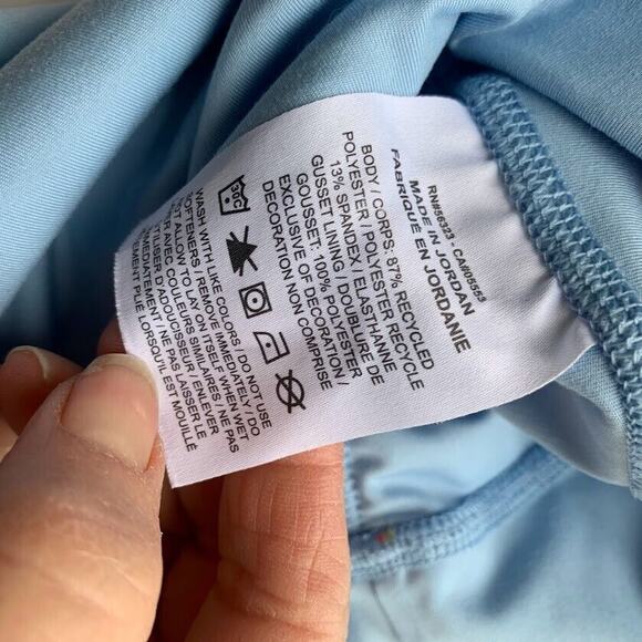 Nike Dri Fit Vintage Vinyasa 7/8 Leggings Sky Blue Rainbow Stripe Size Small - Picture 8 of 8